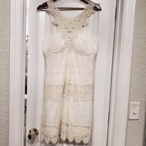 Muse Ivory strapless lined lace applique dress 12